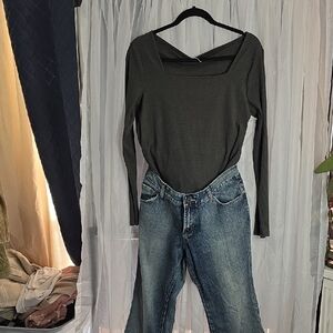 TILT Jeans Flare  Sz 11 / Old Navy XL Charcoal Long Sleeve Body Suit
